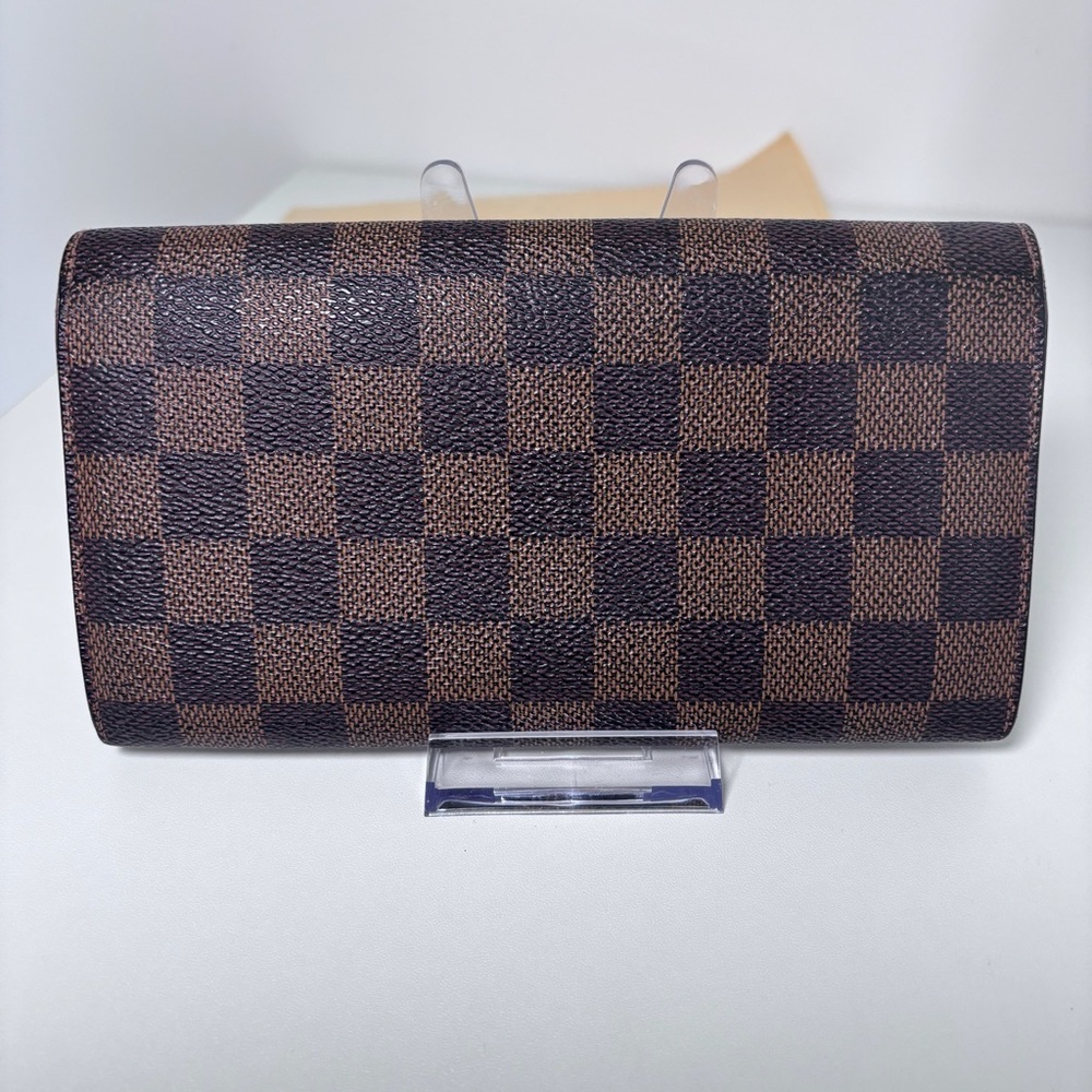 Louis Vuitton Damier Ebene Brown Canvas Sarah Flap Wallet Authentic Luxury - Picture 8 of 16